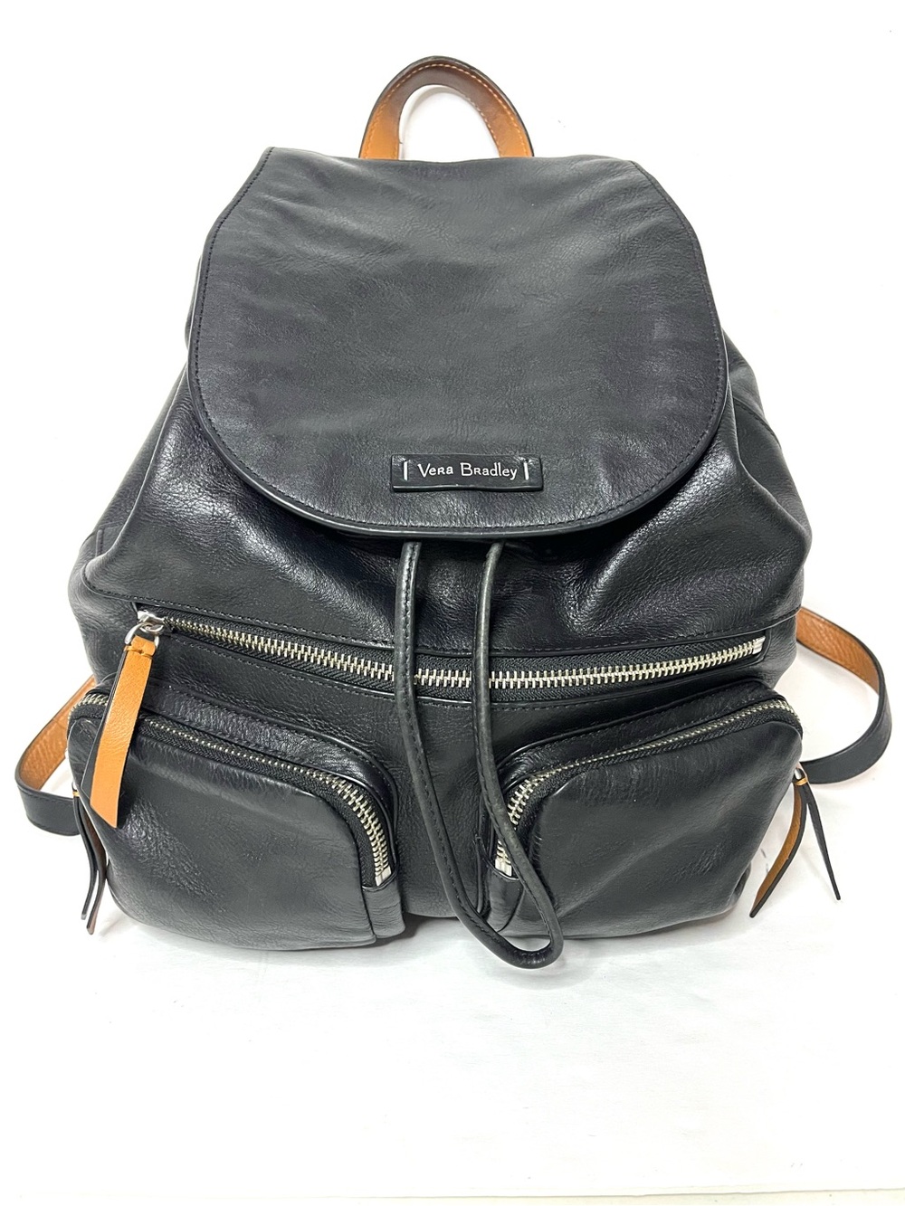 Vera Bradley Black Leather Gallatin Cargo Backpack